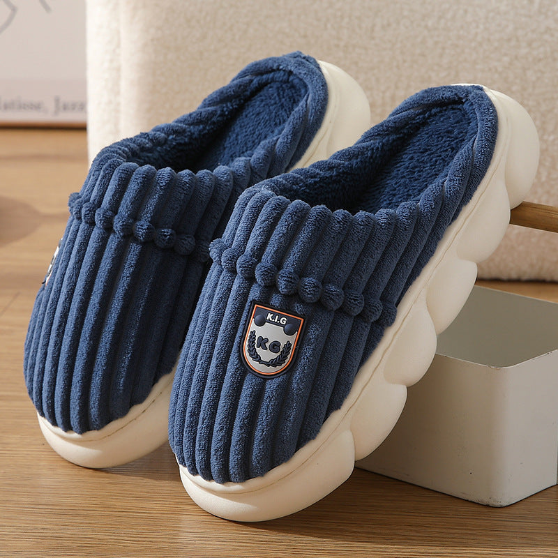 Winter Corduroy Slippers Home Bedroom Floor Plush Shoes Fashion Solid Color Non-slip Slippers For Women Men 🇨🇳