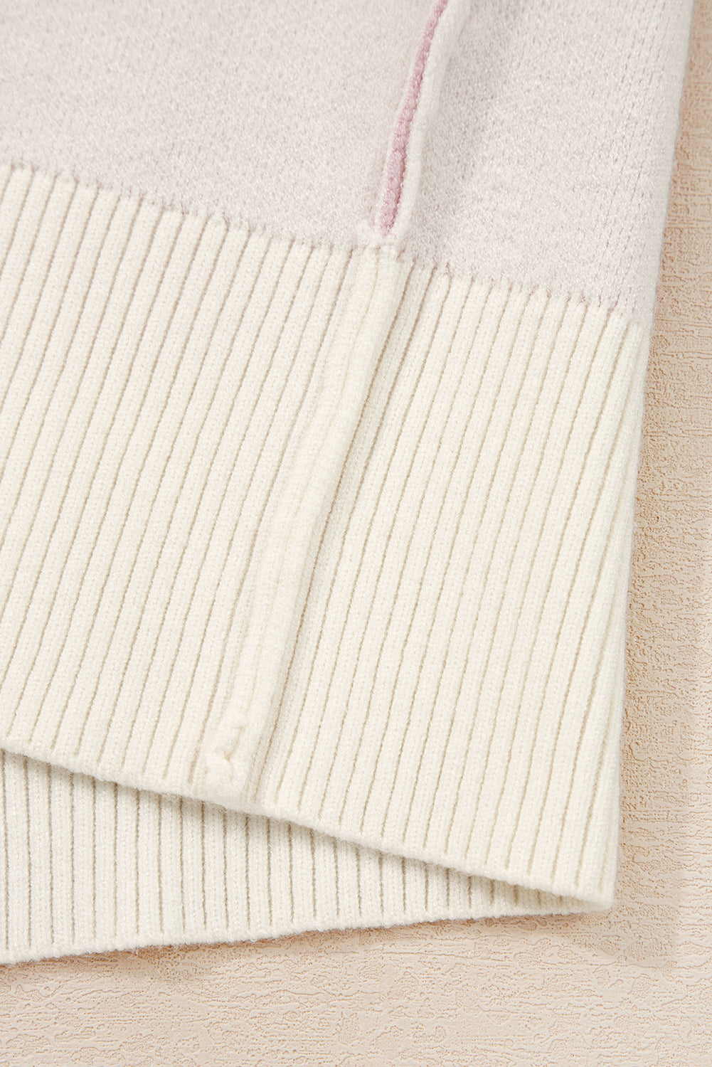 Pink Bow Print Ribbed Trim Exposed Seam Drop Shoulder Loose Sweater 🇺🇸