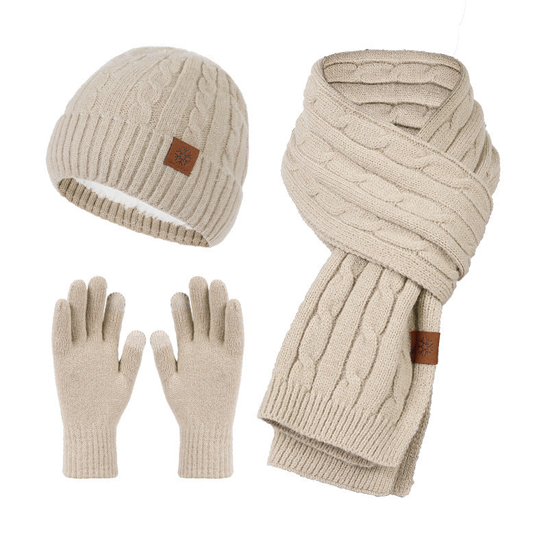 Alpaca Fleecefiber Scarf Men / Women Winter Scarf And Hat Gloves Three-piece Set 🇨🇳