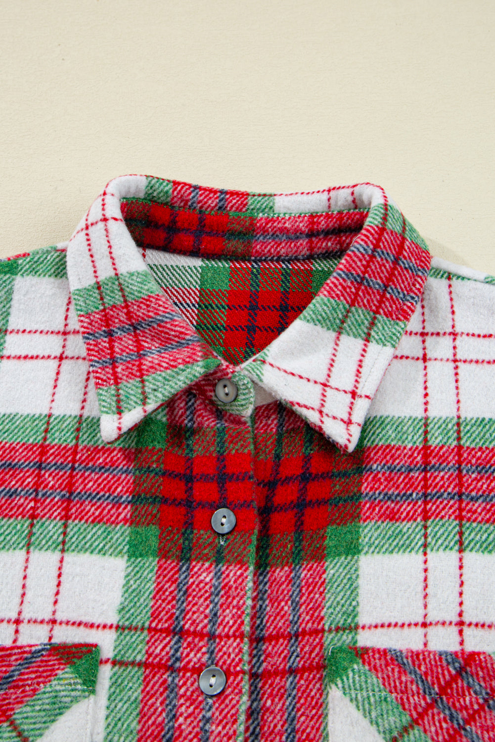 Red Christmas Plaid Casual Flannel Shacket 🇺🇸