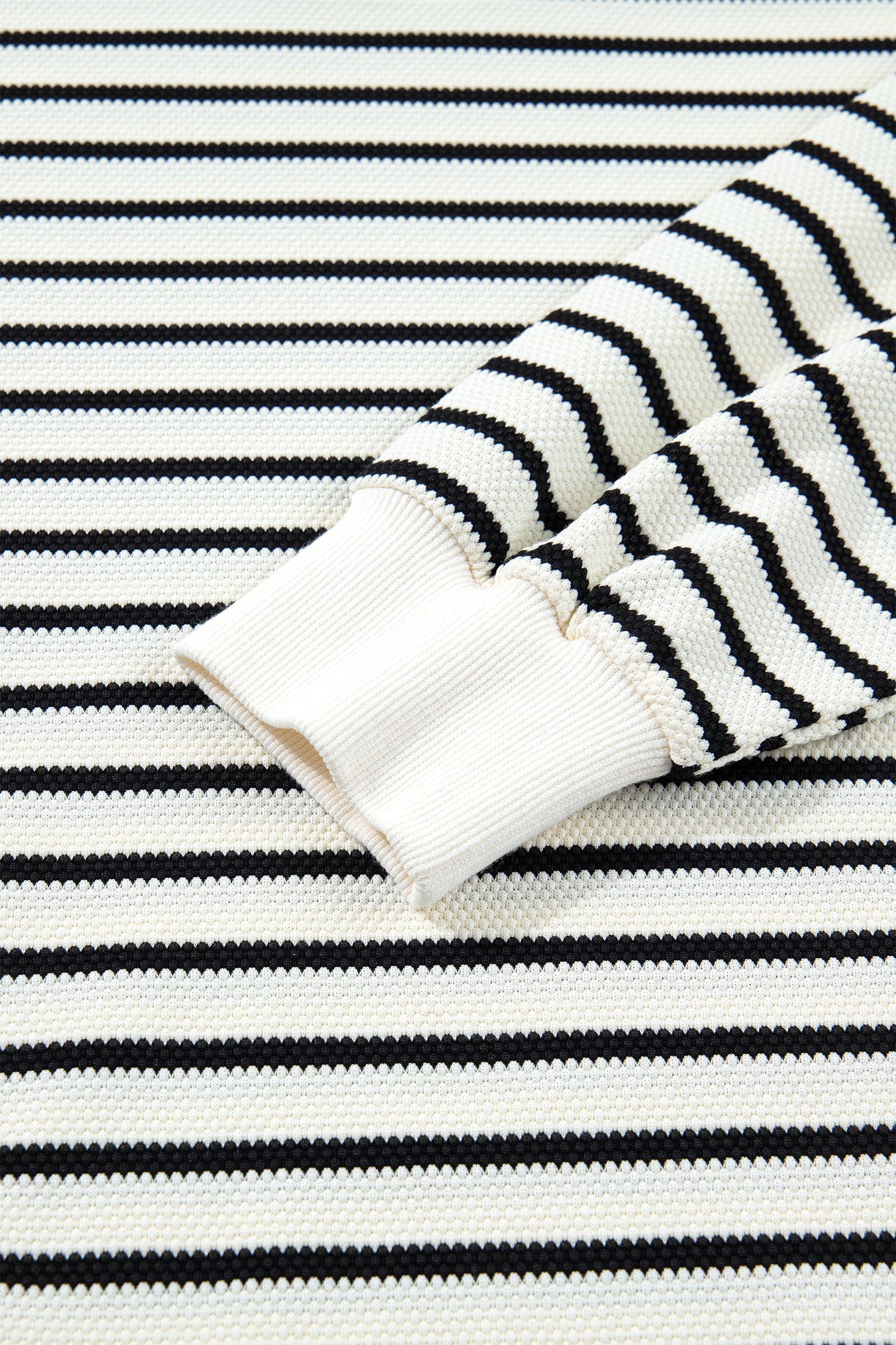 White Stripe Ruffle Trim Drop Shoulder Top Drawstring Loose Pant Set 🇺🇸