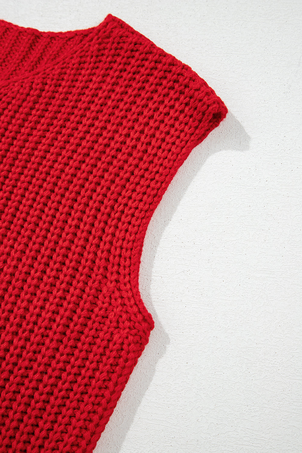Fiery Red Solid Textured Knit Side Pockets Buttoned Sweater Vest 🇺🇸