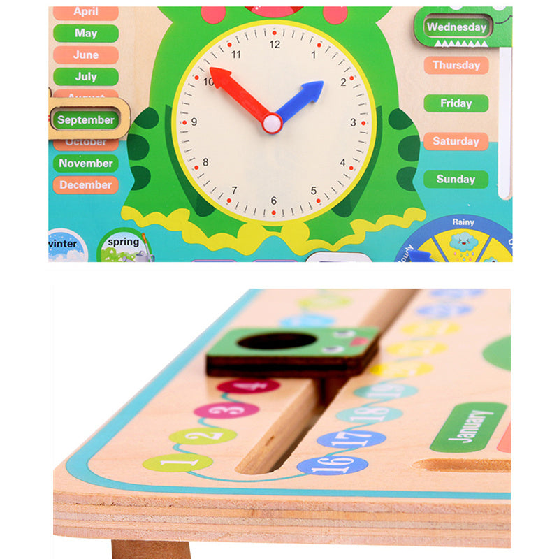 Montessori Wooden Toys Baby Weather Season Calendar Clock Time Cognition Preschool Educational Teaching Aids Toys For Children 🇨🇳
