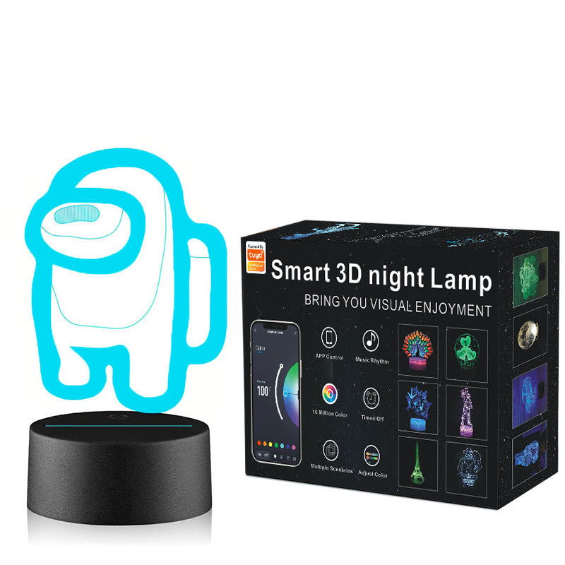 Tuya Smart App Remote Control RGB Colorful Table Lamp LED Acrylic Animation Dimming Color 3D Night Light 🇨🇳