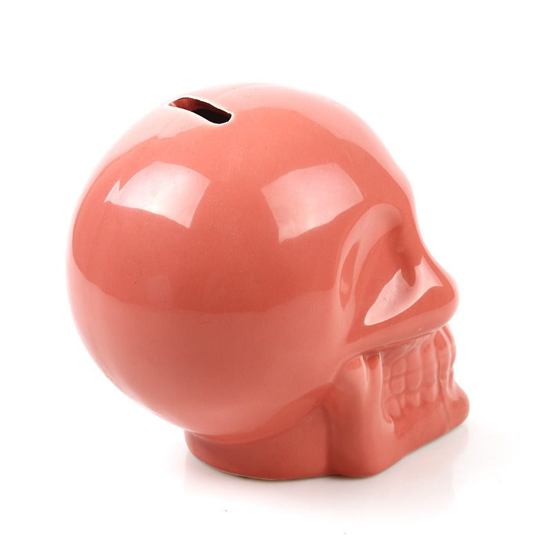 Pink skull porcelain skull resin piggy bank 🇨🇳