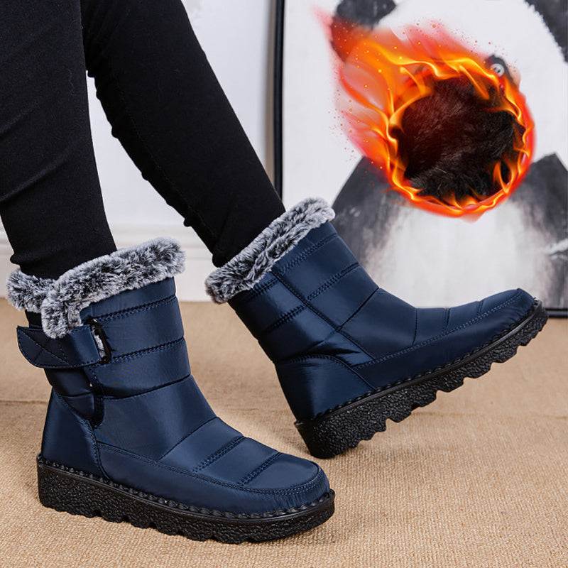 Winter Snow Boot Hook And Loop Fastener Waterproof Low Heels Platform Ankle Boots 🇨🇳