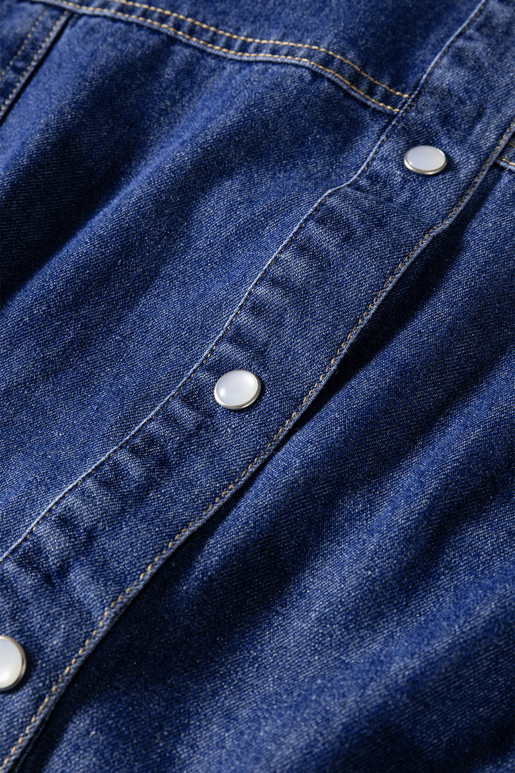 Ashleigh Blue Denim Shirt Collar Long Sleeve Flared Mini Dress 🇺🇸