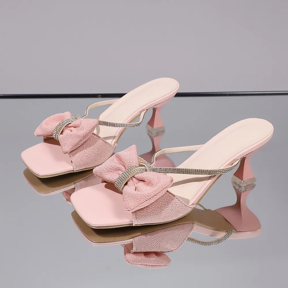 Bow Rhinestone Open-Toe Sandals 🇨🇳