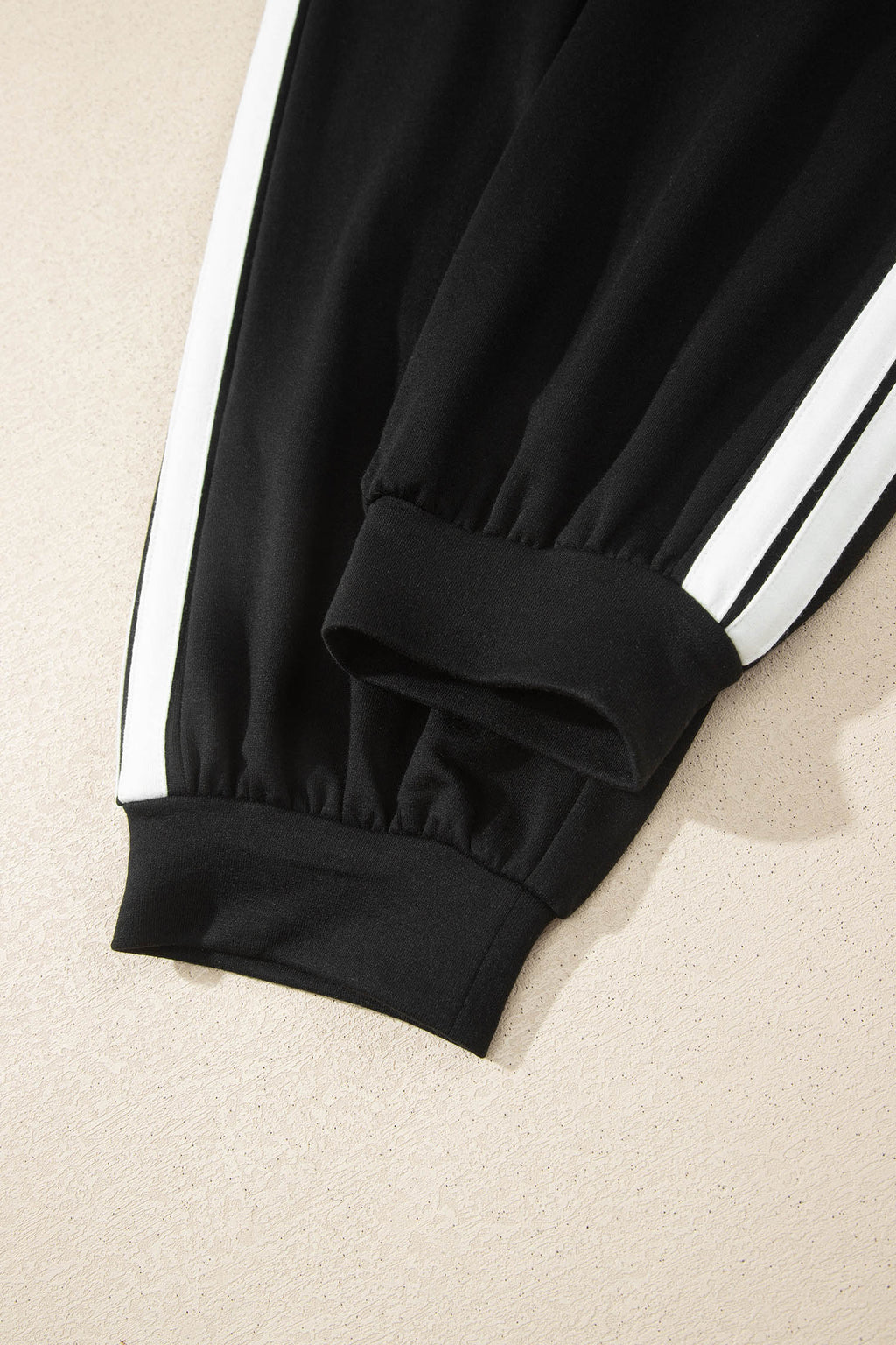 Black Varsity Striped Detail Loose Tee Jogger Pants 2pcs Outfit 🇺🇸