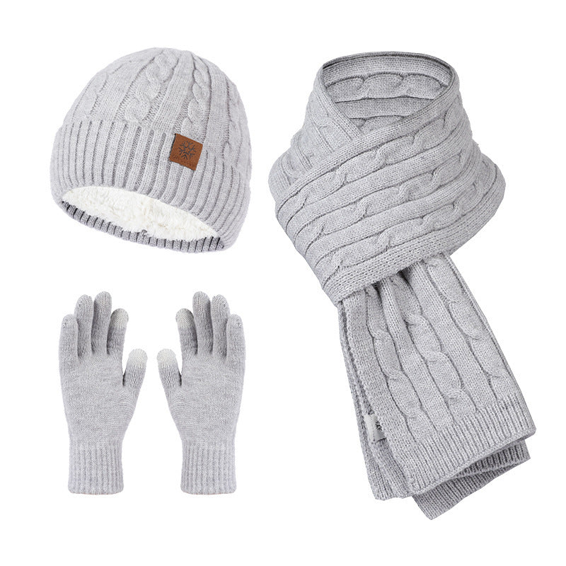 Alpaca Fleecefiber Scarf Men / Women Winter Scarf And Hat Gloves Three-piece Set 🇨🇳
