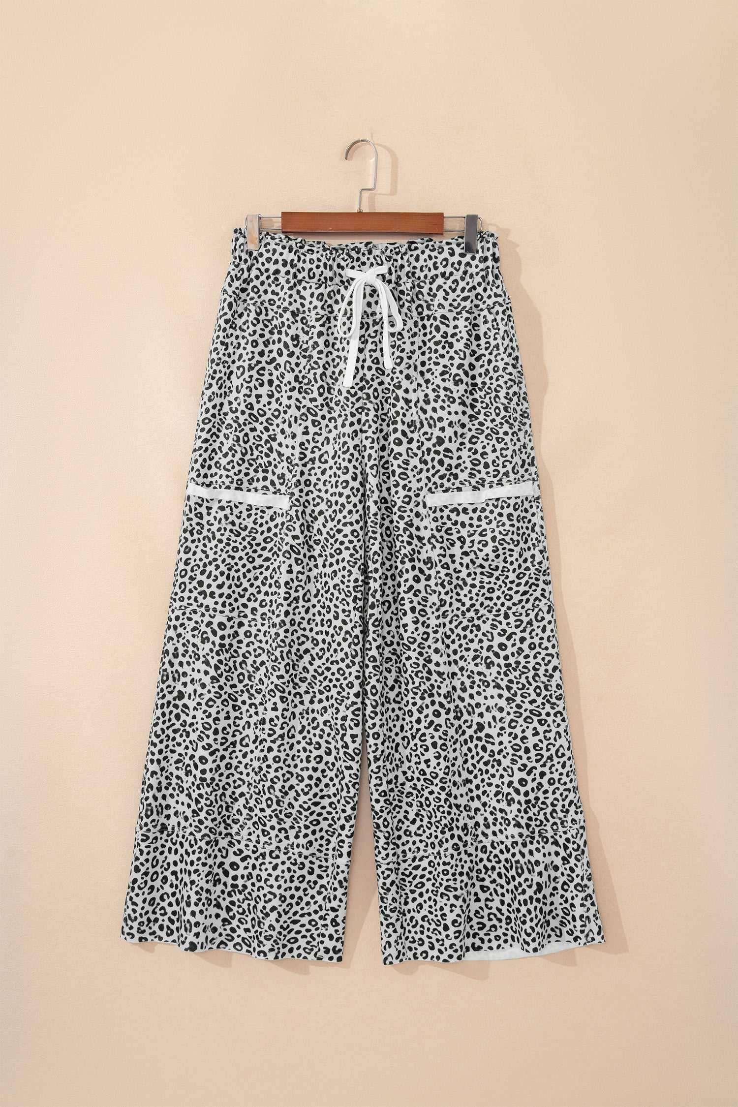 Gray Animal Print Wide Leg Terry Knit Pants 🇺🇸