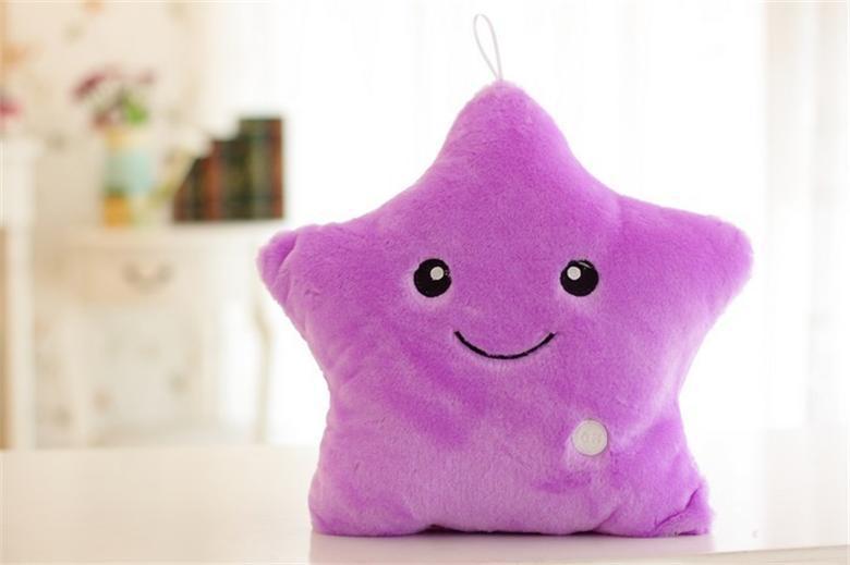 34CM Creative Toy Luminous Pillow Soft Stuffed Plush Glowing Colorful Stars Cushion Led Light Toys Gift For Kids Children Girls 🇨🇳
