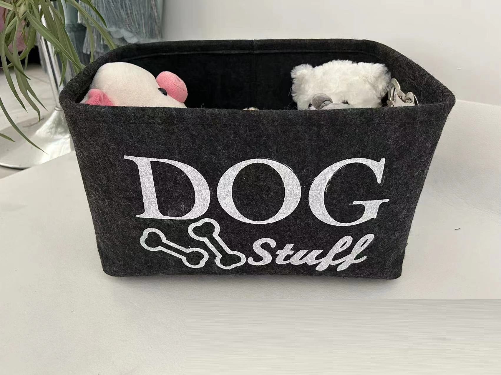 Pet Dog Cat Toy Snacks Sundries Metal Handle Felt Storage Box 🇨🇳