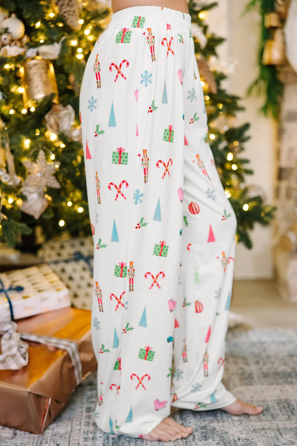 Long sleeved top and long pants two-piece set Christmas printed pyjamas 🇨🇳