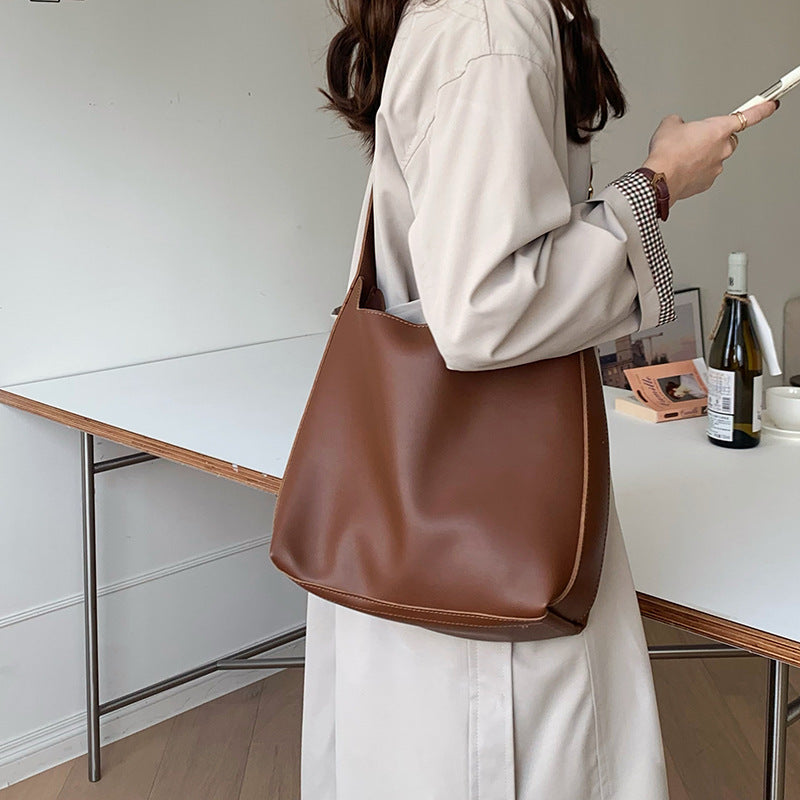 Women's Shoulder Bag Solid Fashion Handbag Crossbody Bag Women's Minimalist PU Leather Bag 🇨🇳