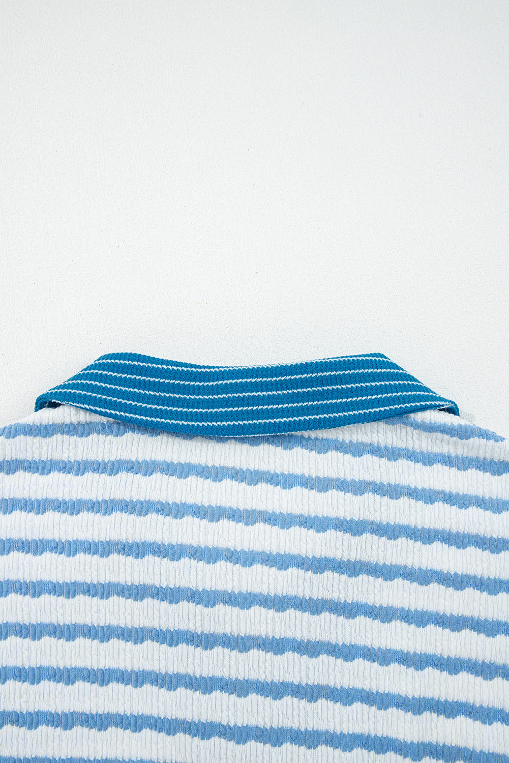 Sky Blue Stripe Collared Pullover Top and Drawstring Pant Set 🇺🇸