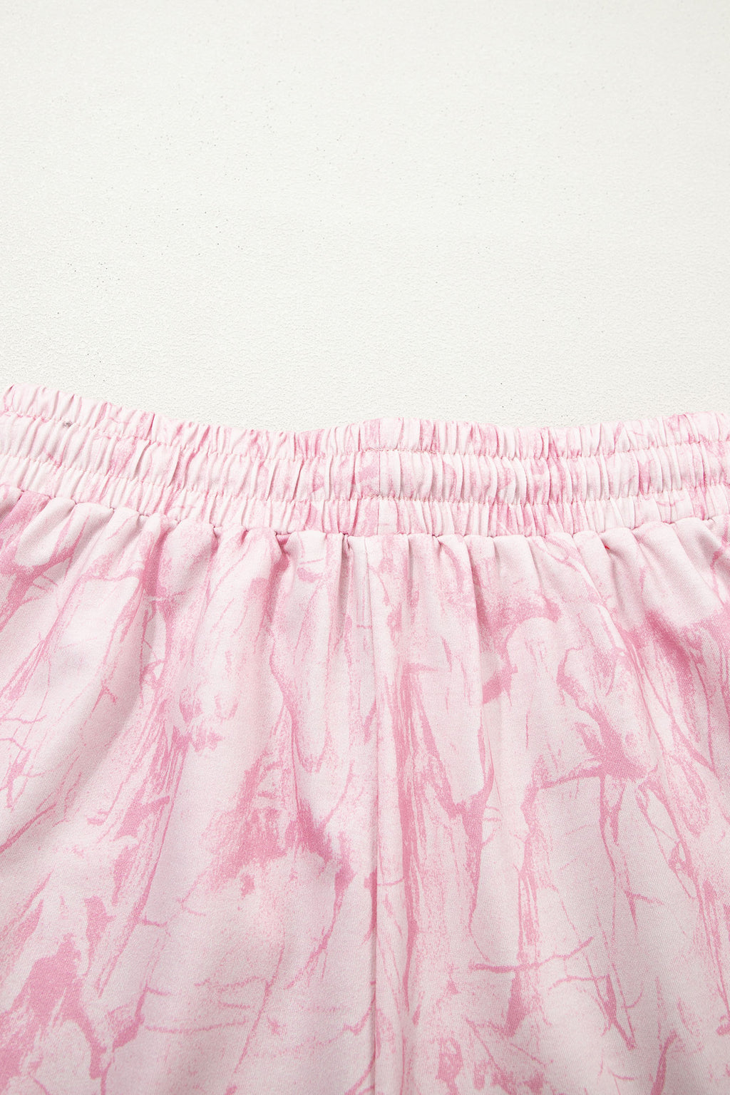 Pink Abstract Print V Neck Loose Tee Drawstring Shorts 2pcs Outfit 🇺🇸