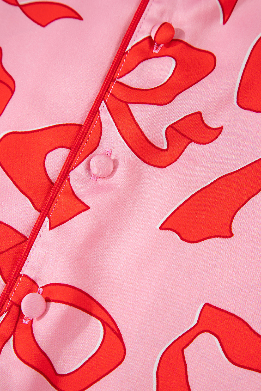 Pink 2pcs Bow Print Shirt Style Long Sleeve Pajama Set 🇺🇸