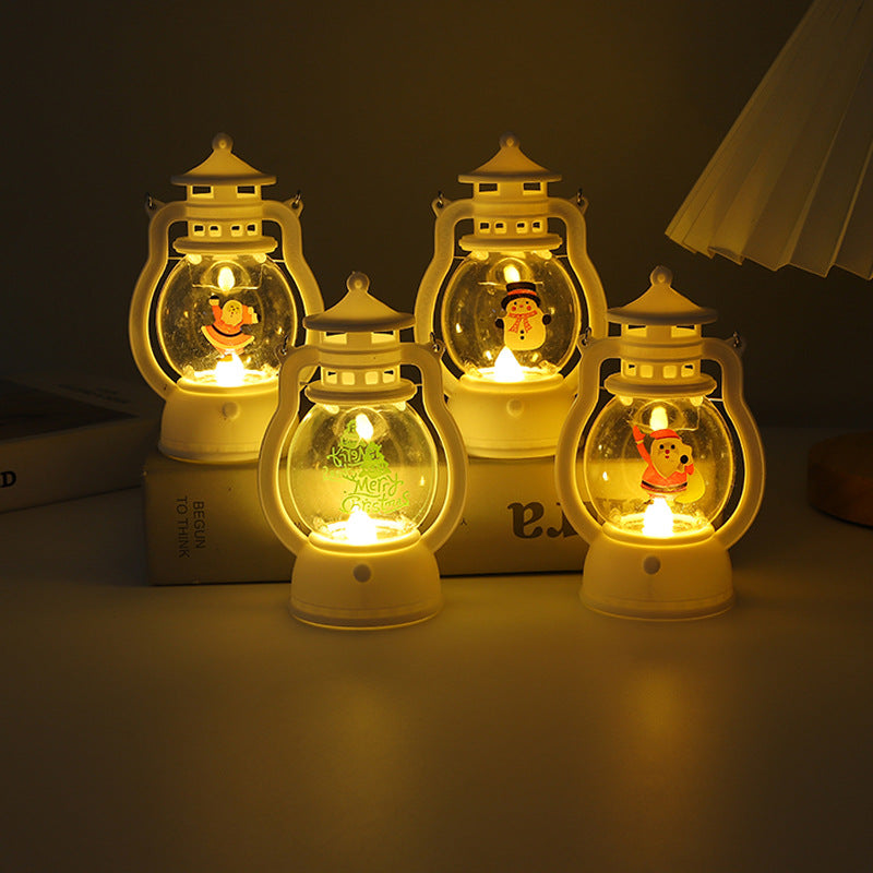 Christmas decoration LED luminous small oil lamp desktop ornament hand-held wind lamp 🇨🇳