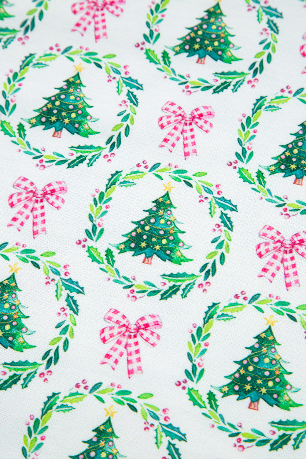 Green Bow Christmas Tree Print Contrast Striped Banding 2pcs Lounge Set 🇺🇸