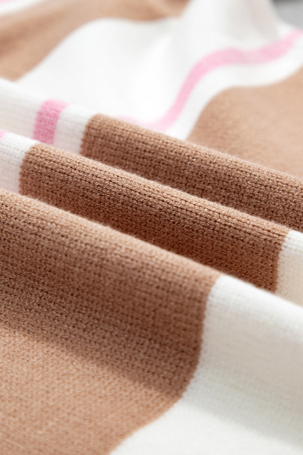 Pink Stripe Striped Colorblock V Neck Long Sleeve Tunic Sweater 🇺🇸