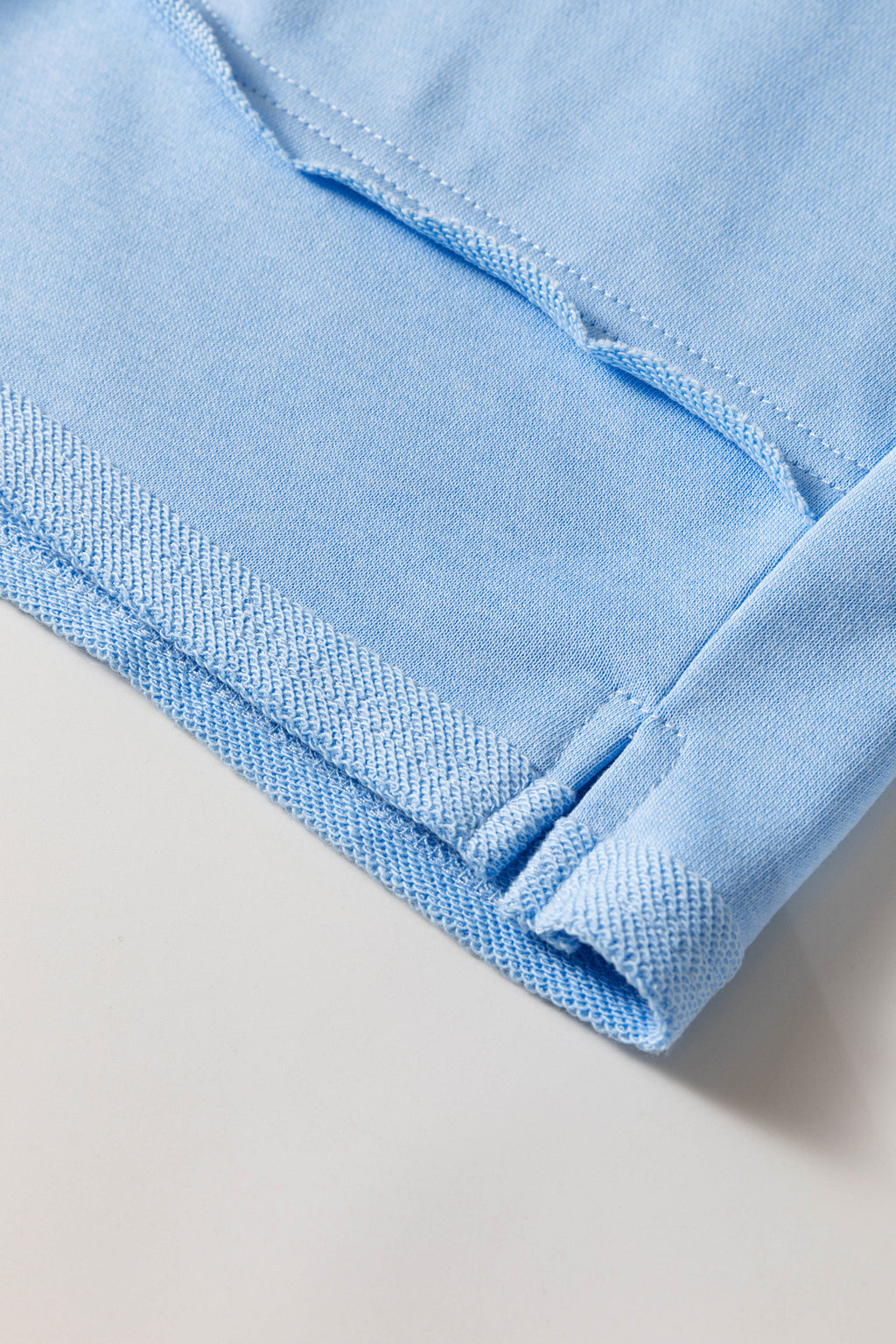 Mist Blue Solid Color Polo Tee Elastic Waist Shorts Plus Size Outfit 🇺🇸