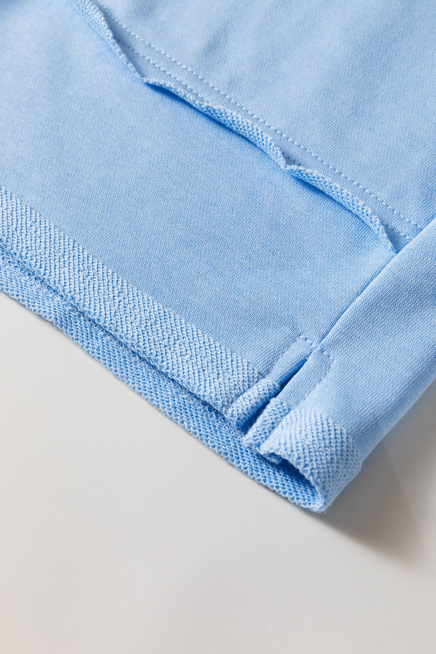 Mist Blue Solid Color Polo Tee Elastic Waist Shorts Plus Size Outfit 🇺🇸