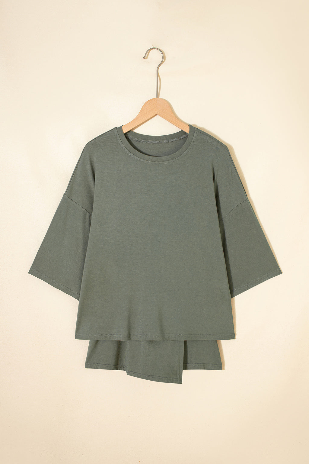 Laurel Green Solid Color Oversize Tee Tie Wrap Mini Skort 2pcs Set 🇺🇸