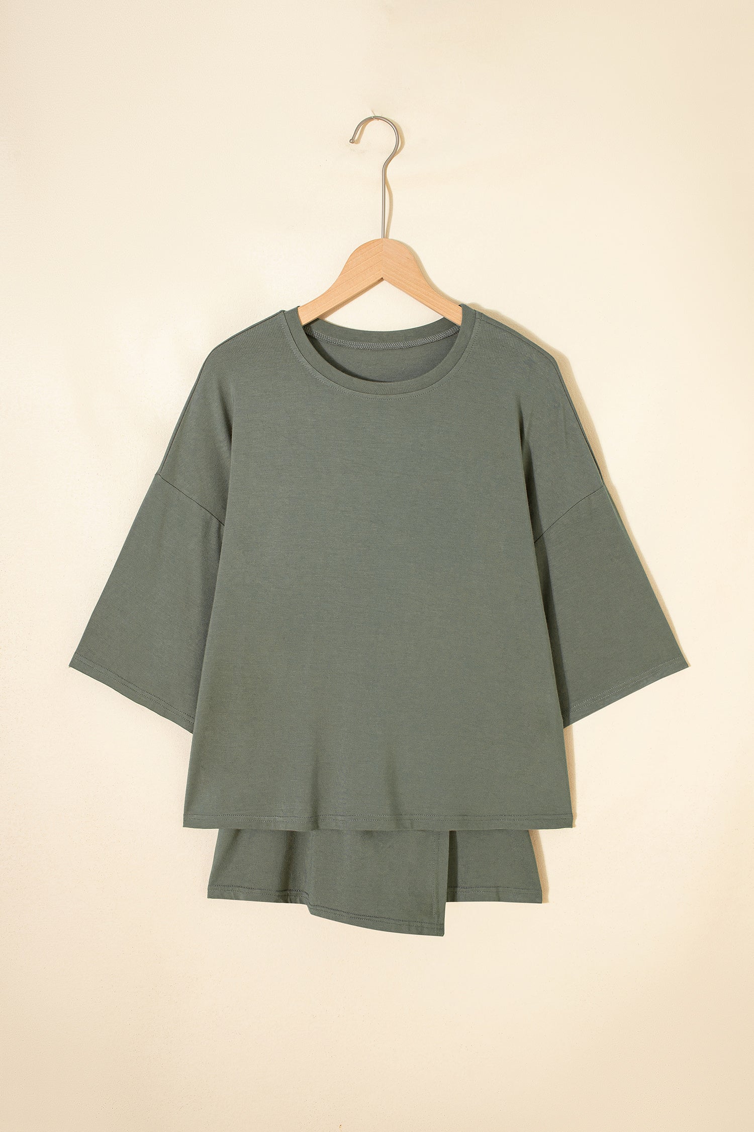Laurel Green Solid Color Oversize Tee Tie Wrap Mini Skort 2pcs Set 🇺🇸