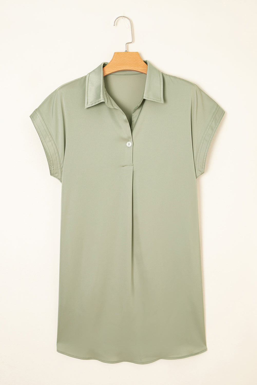 Laurel Green Buttoned Collar Shift T-shirt Mini Dress 🇨🇳