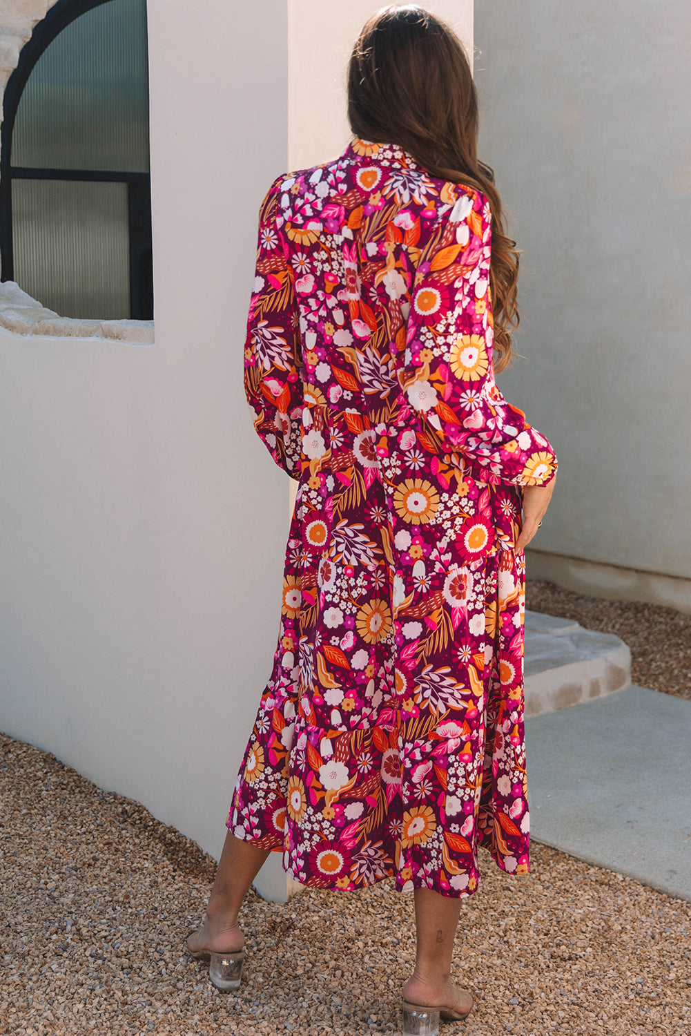 Purple Collared Tiered Flowy Long Dress 🇺🇸