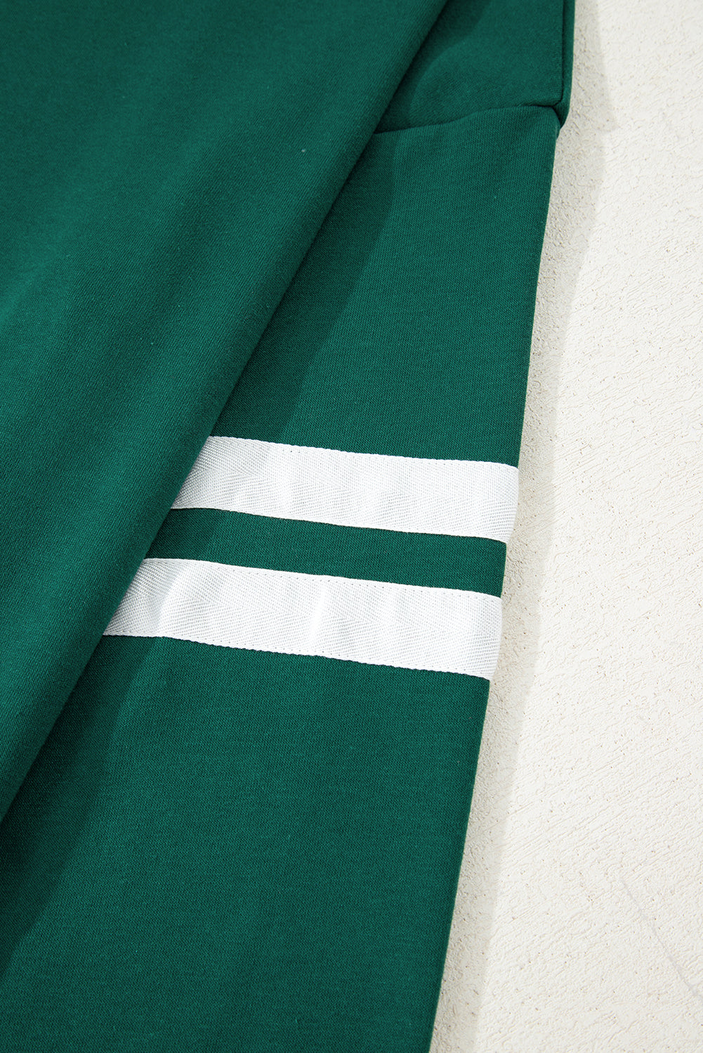 Evergreen Varsity Striped Sleeve Drop Shoulder Sweatshirt and Short Set 🇺🇲