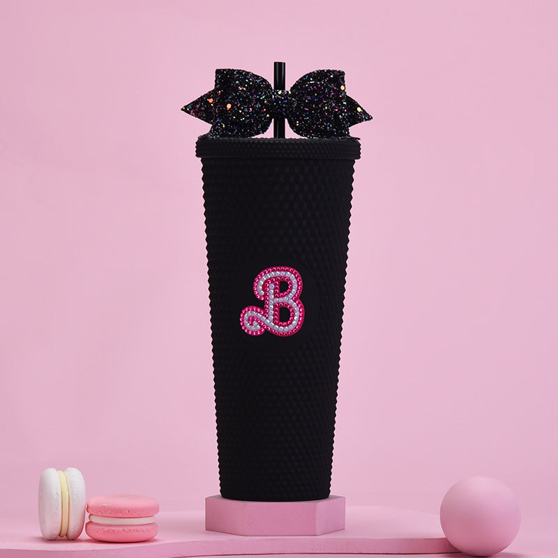 Double Layer Plastic Sippy Cup 710ml Large Capacity with Butterfly Knot 🇨🇳