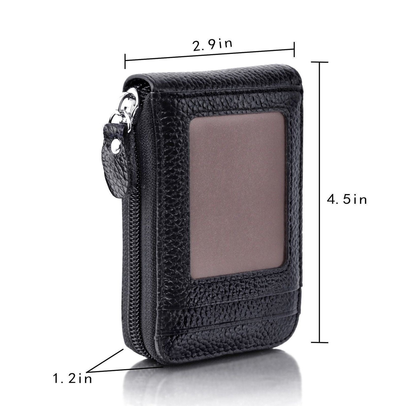 Men's Genuine PU Leather Credit Card Holder RFID Blocking Multi-card zipper wallet 🇨🇳