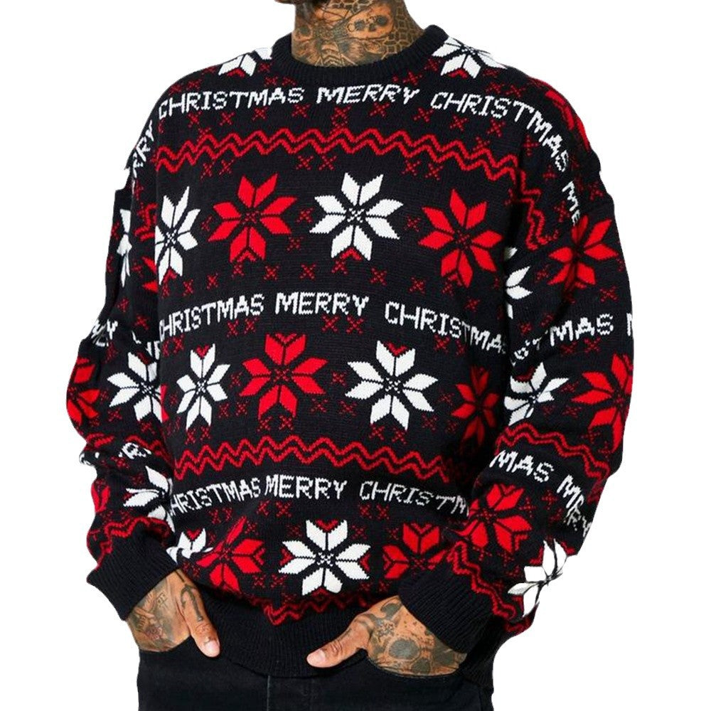 Mens Christmas jacquard long sleeved thin sweater 🇨🇳