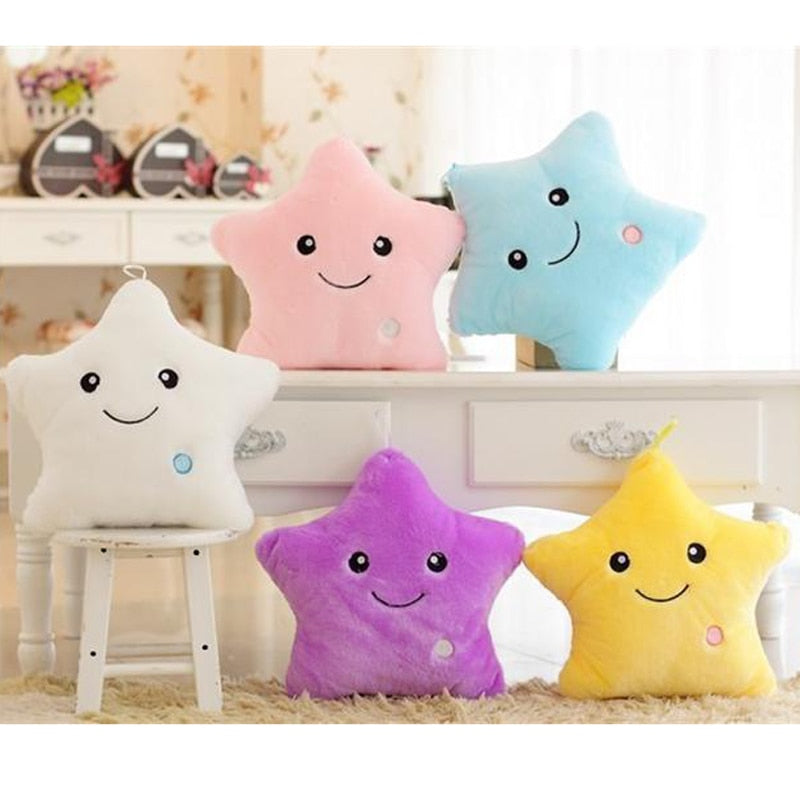 34CM Creative Toy Luminous Pillow Soft Stuffed Plush Glowing Colorful Stars Cushion Led Light Toys Gift For Kids Children Girls 🇨🇳