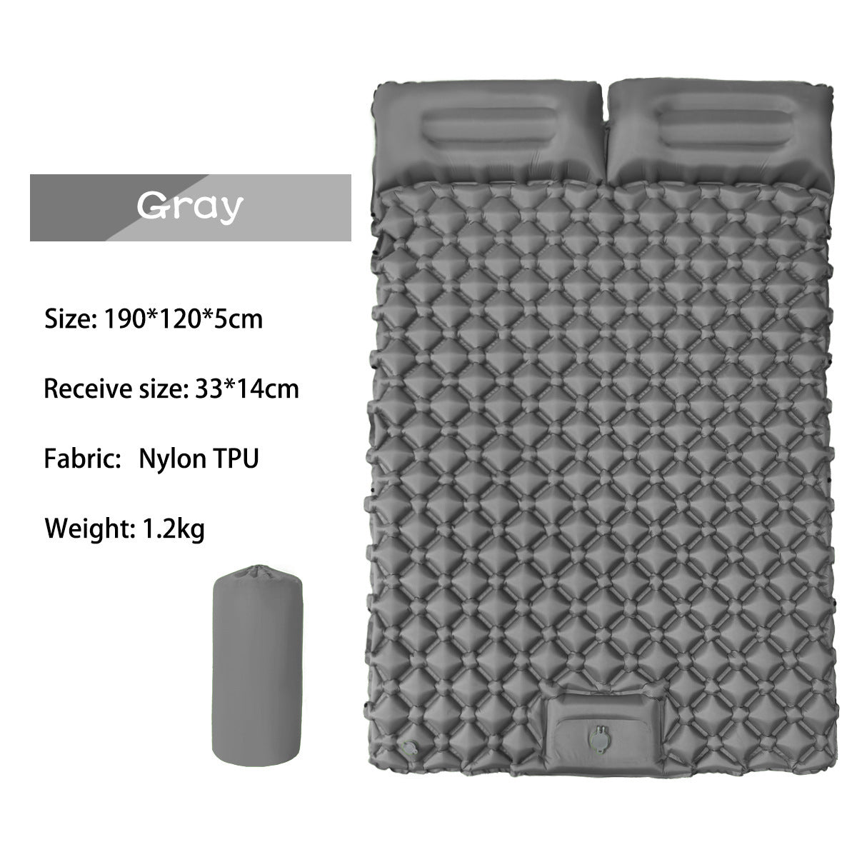 Outdoor double inflatable sleeping pad – with built-in pillow & pump, for camping, backpacking, hiking 🇨🇳