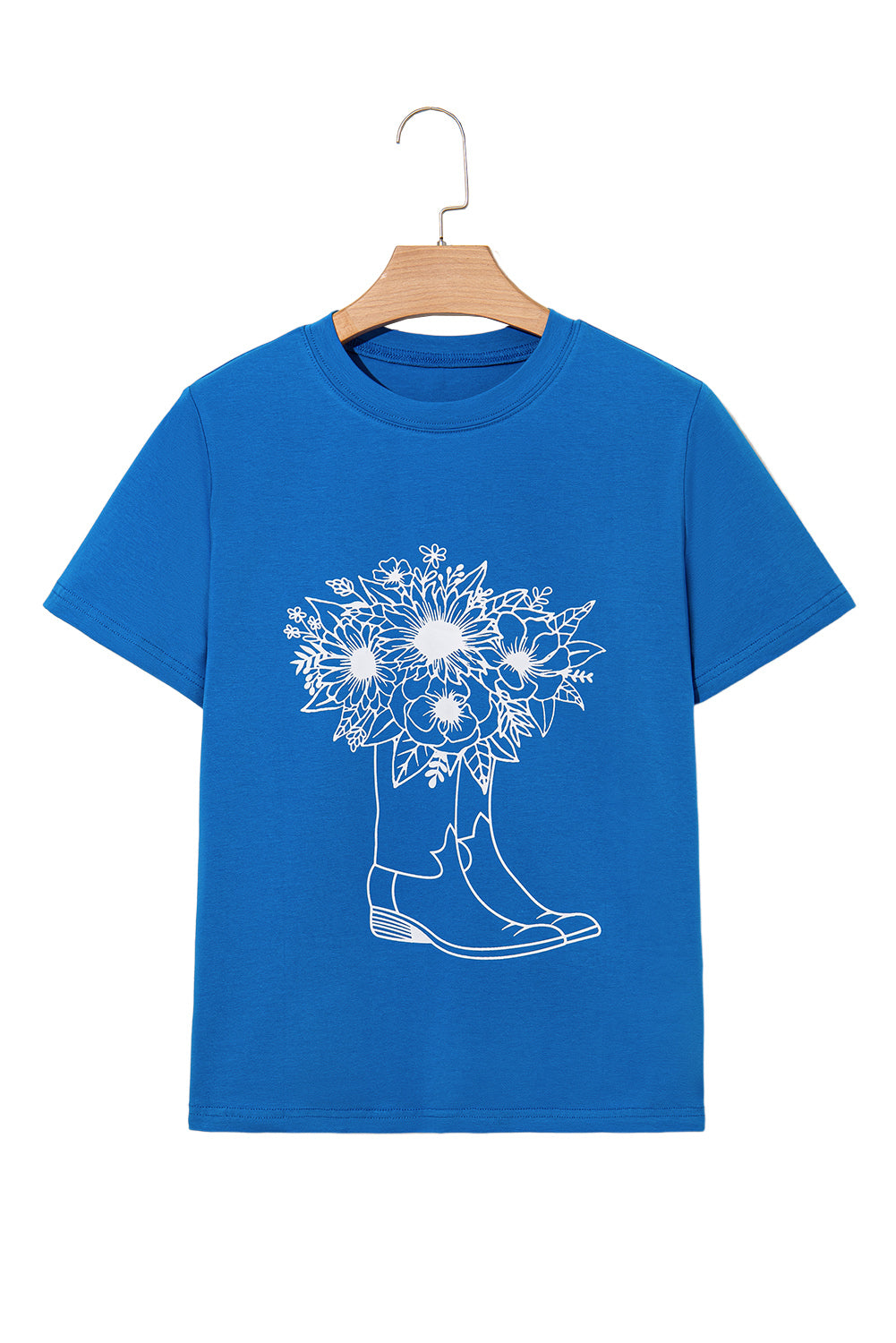 Blue Sunflower Boots Graphic Western Fashion T Shirt 🇺🇲