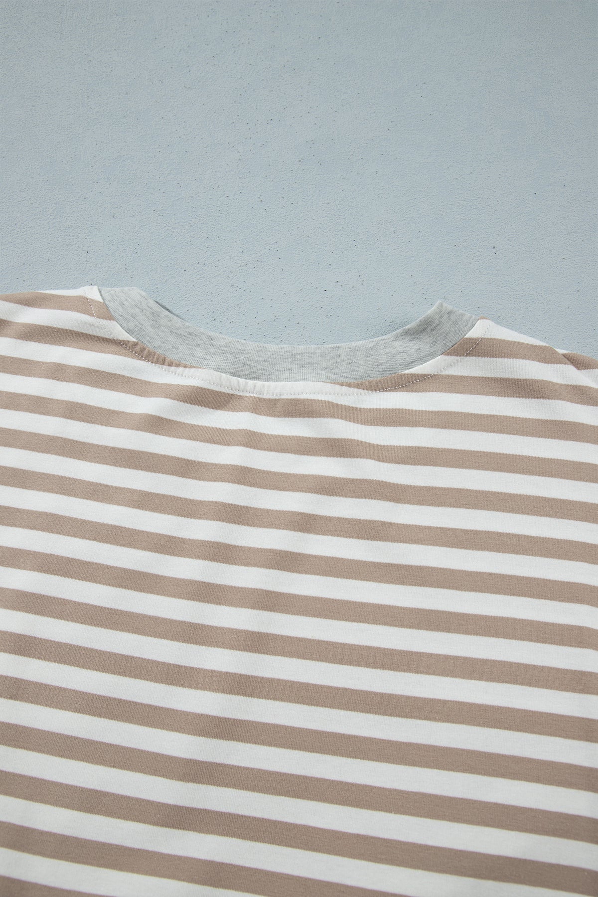 Khaki Stripe Striped Colorblock Cuffs Round Neck Long Sleeve Shift Dress 🇺🇸