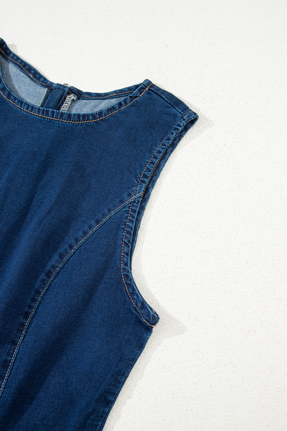 Dirty blue Sleeveless Zipped Bodycon Denim Short Dress 🇨🇳