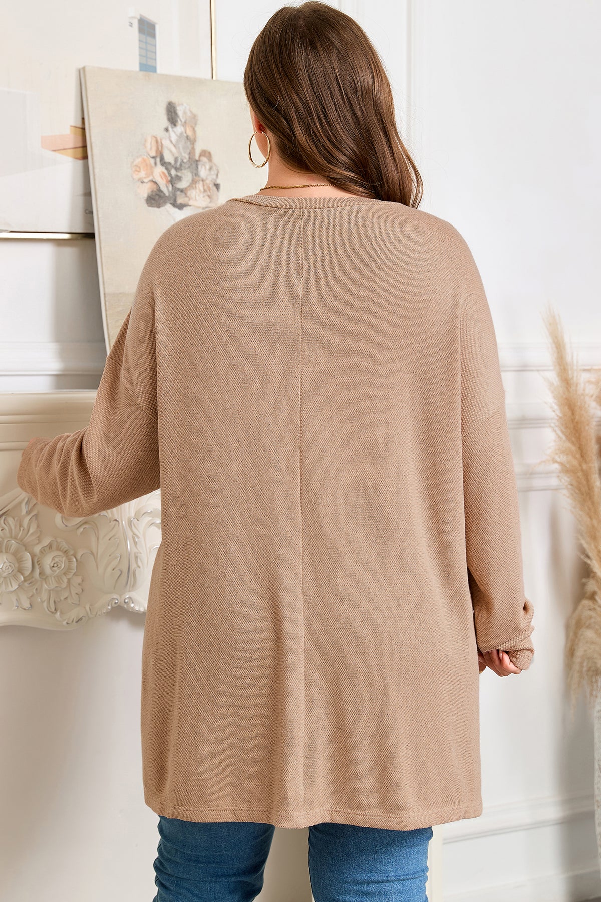 Parchment Plus Size Drop Shoulder Knit Tunic Top 🇺🇸