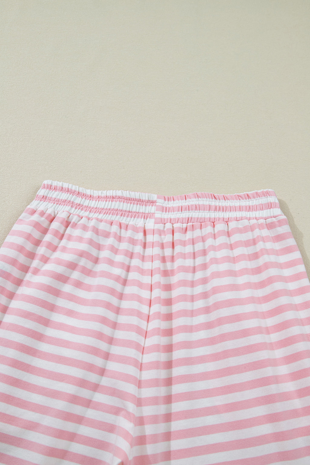 Pink Stripe Drop Shoulder Round Neck Top and Buttoned Straight Pants Two Piece Set 🇺🇸