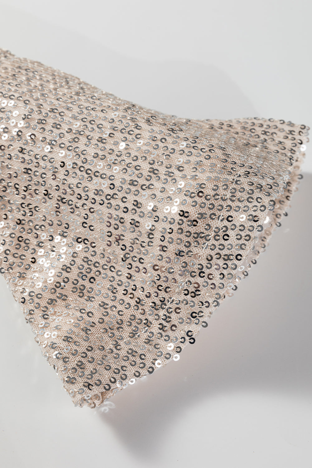 Jet Stream Sequin Mock Neck Drape Open Back Bell Sleeve Top 🇺🇸