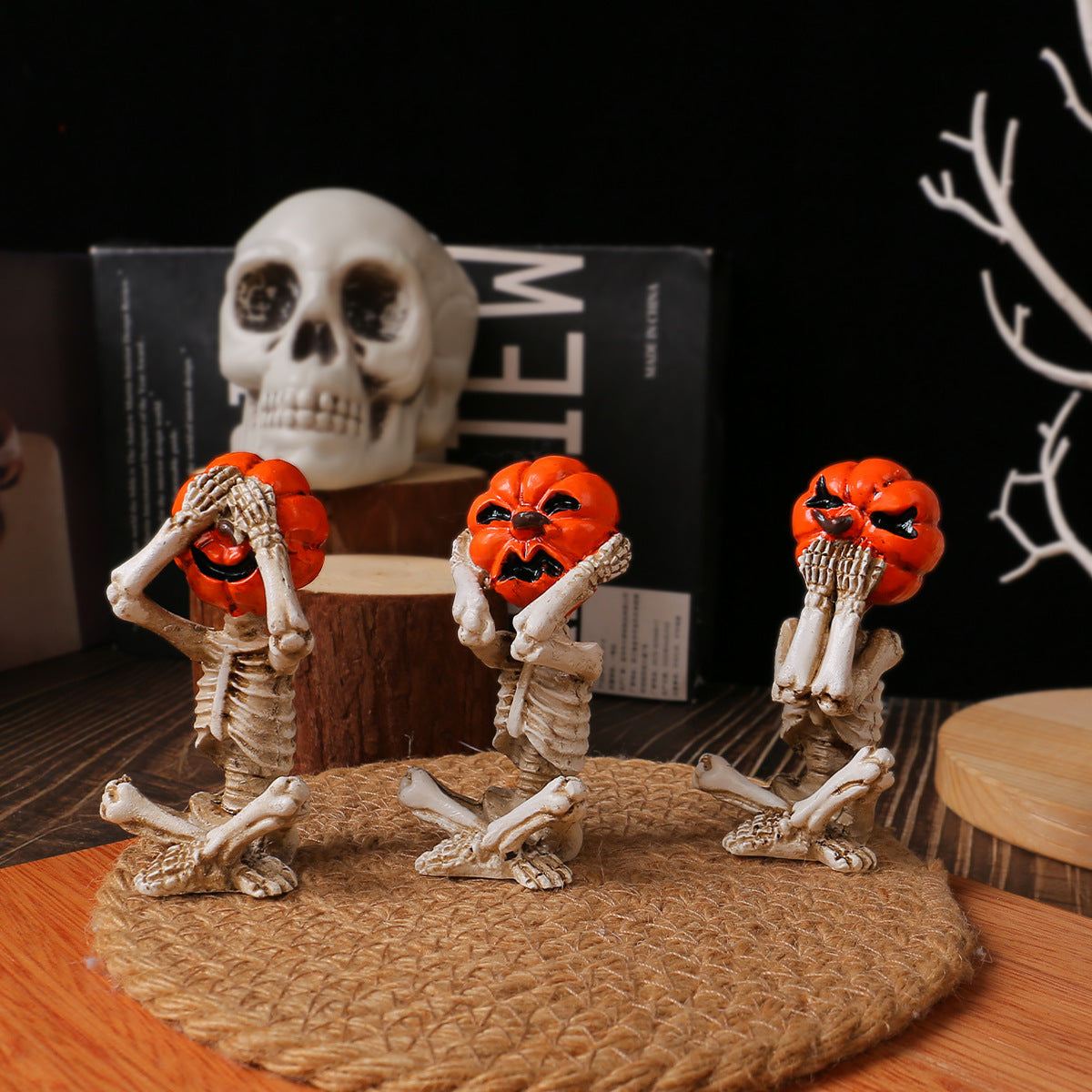 Pumpkin Head Skull Doll Ornaments Home Halloween Layout Props 🇨🇳