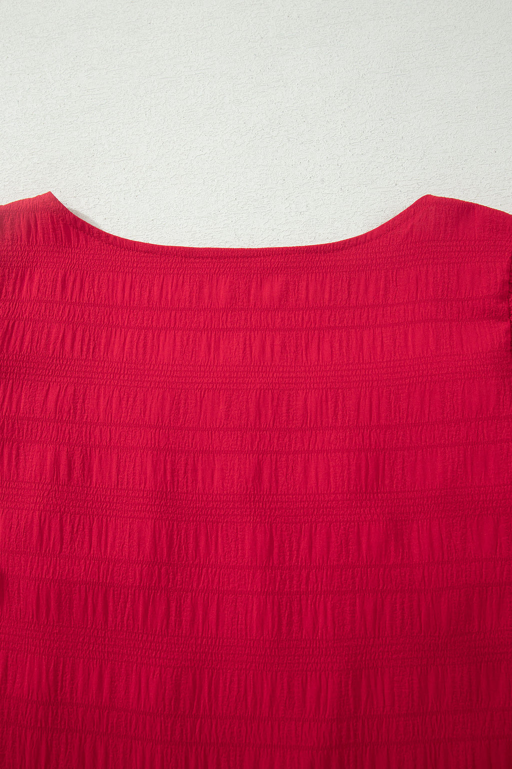 Fiery Red Textured Square Neck Top and Shirred High Waist Shorts Set 🇺🇸