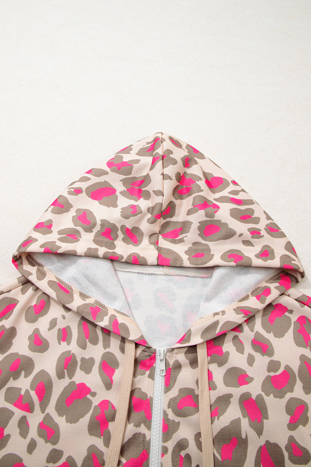 Rose Leopard Print Zip-up Hooded Sweatshirt 🇺🇸