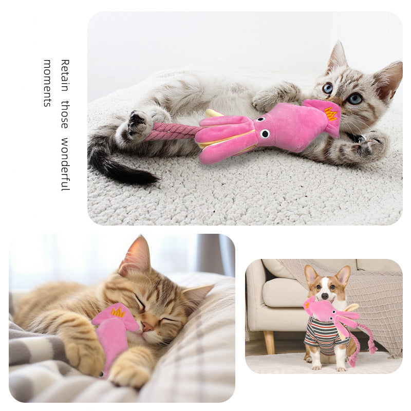 Cute Squid Small Dog Toy Sound BB Plush Pet Puppy Rope Toys Chew Squeak 🇨🇳