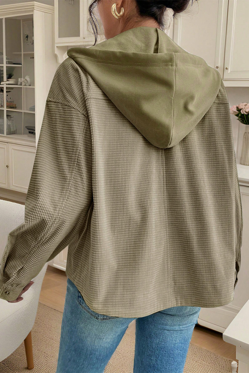 Laurel Green 2 in 1 Thermal Knit Textured Hooded Jacket 🇺🇸