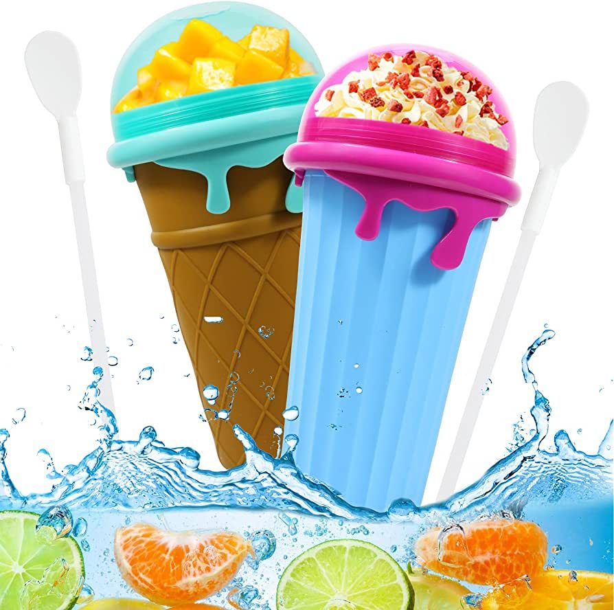 500ml Large Capacity Slushy Cup Summer Squeeze Homemade Juice Water Bottle Quick-Frozen Smoothie Sand Cup Pinch Fast Cooling Magic Ice Cream Slushy Maker Beker Kitchen Gadgets 🇨🇳