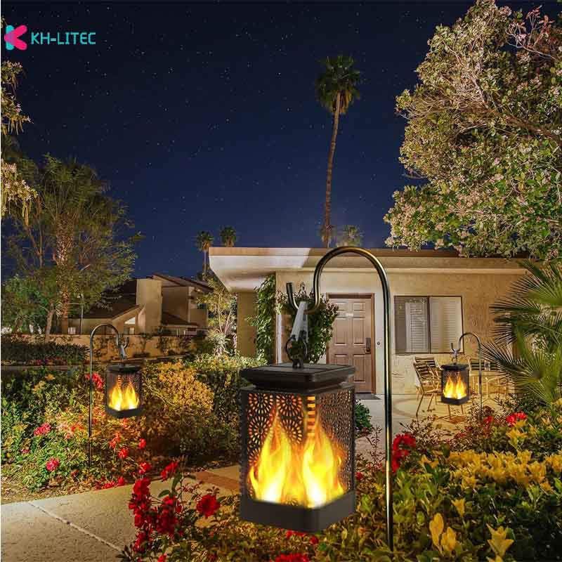 Solar Hanging Flame Torch Lights Flickering Light Waterproof Garden Decoration Outdoor Lawn Path Yard Patio Floor Lamps 🇨🇳